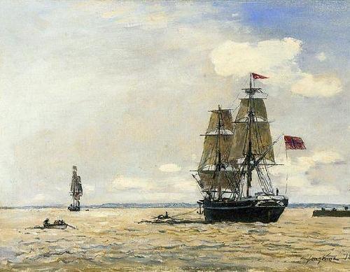 Johann Barthold Jongkind Norwegian Naval Ship Leaving the Port of Honfleur Germany oil painting art